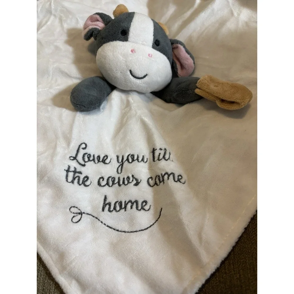 Baby Starters Love You Till The Cows Come Home Lovey Blanket Black White Plush